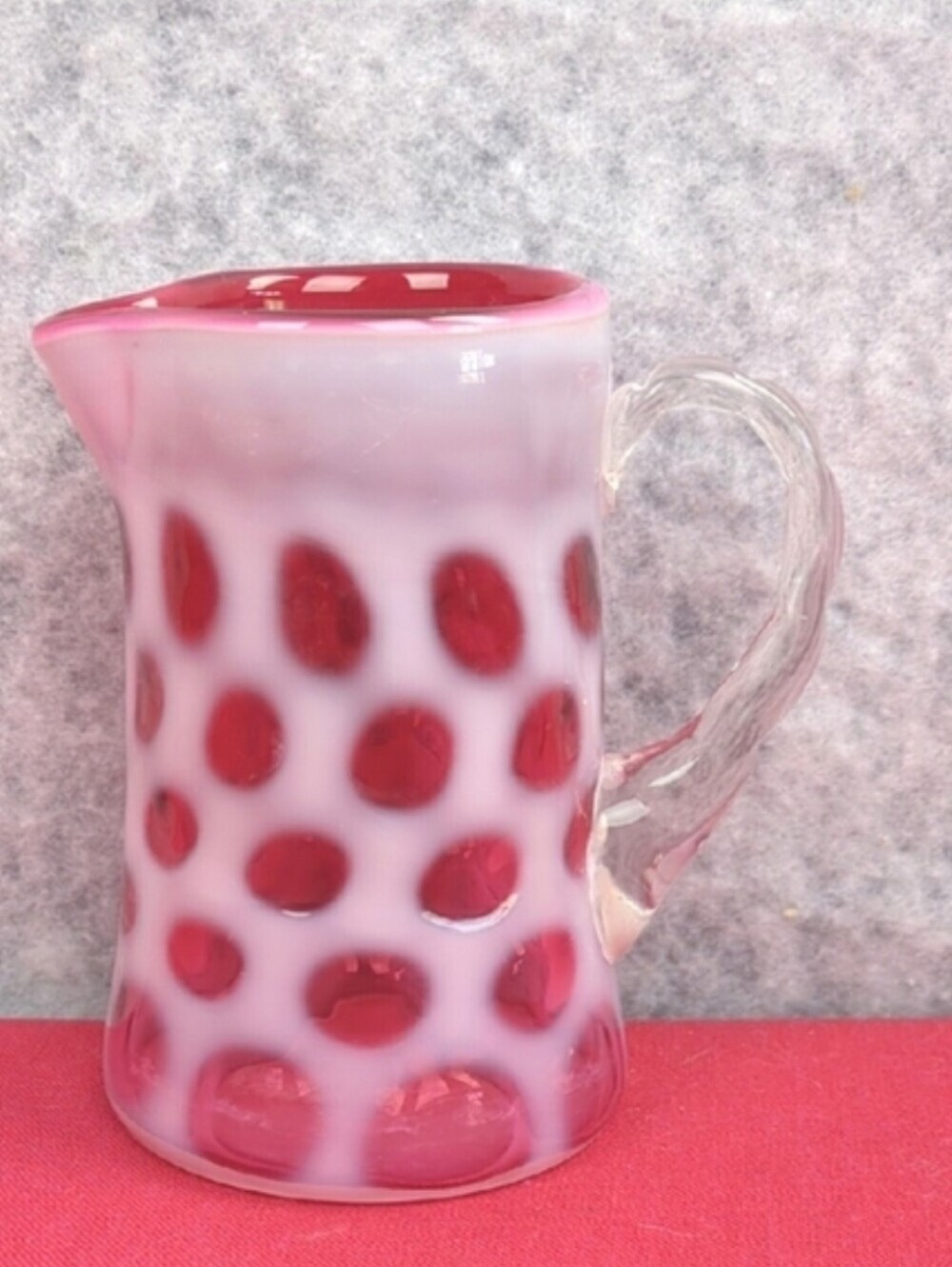 Vintage Fenton Cranberry Coin Spot Cream Pitcher